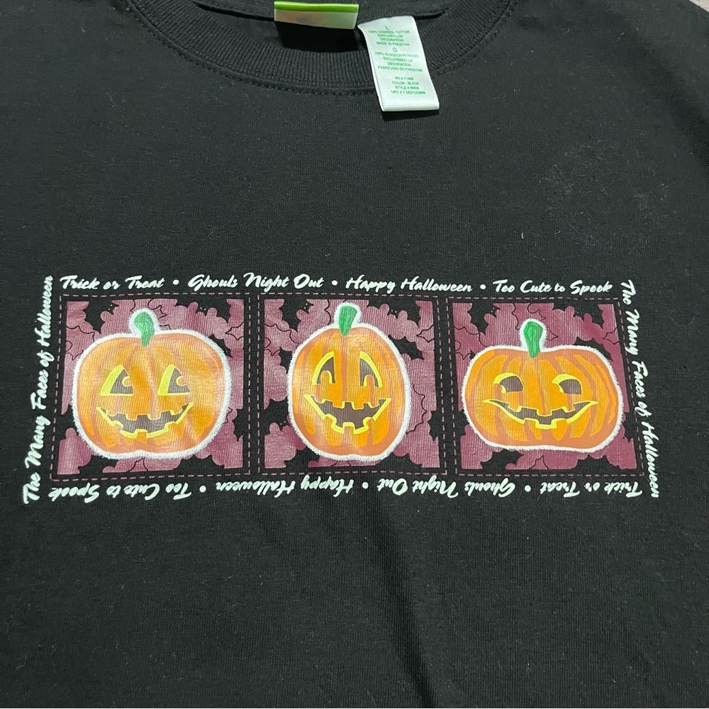 Vintage Halloween Pumpkin Graphic Tee Size Large 100% Cotton October whimsygoth - Picture 3 of 6
